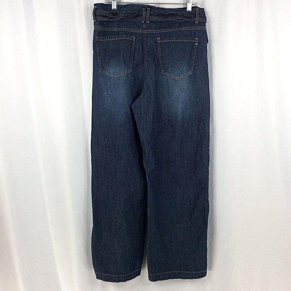 NEW Maurices Wide Leg Denim Chambray Belted Jeans Pants Womens Size 16 High Rise - Picture 2 of 8